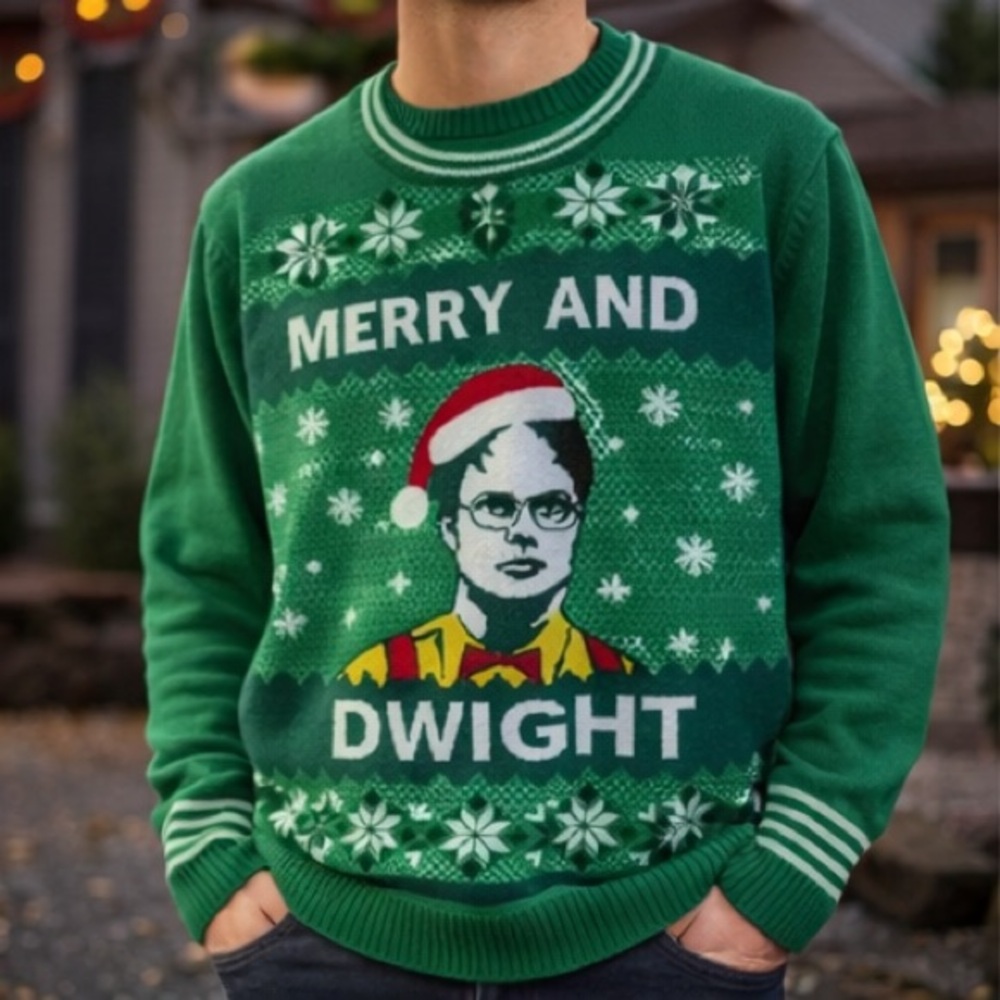 Tipsy Elves The Office Merely Dwight Ugly Christmas Sweater Small Dwight Schrute